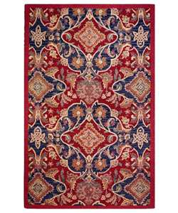 Hand hooked Byzantine Red Wool Rug (5 x 8)  