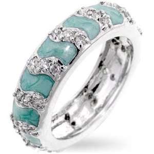  LIGHT BLUE ENAMEL RING SIZES 5 10 With Clear CZ Jewelry