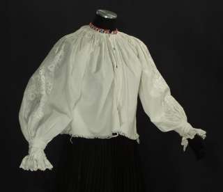   Romanian Embroidered Peasant Blouse ethnic embroidery geometric gauze