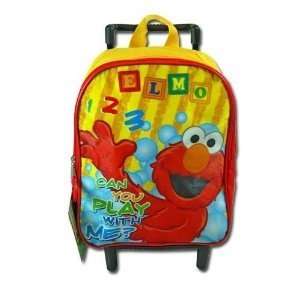 Sesame Street Elmo 12 Inch Toddler Rolling Wheeled Kids Backpack 