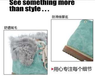 Womens Xmas Ankle FLAT Causal Derss Fur Cuff Martin Boots Shoes FREE 
