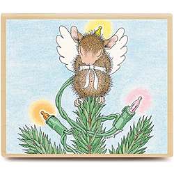 House Mouse Christmas Angel Wood mounted Rubber Stamp   