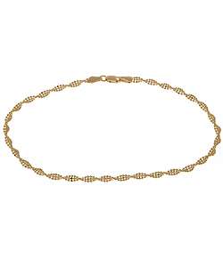 14 kt Yellow Gold Three row Beaded Anklet  