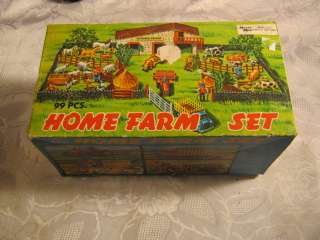 HOME FARM SET VINTAGE PLASTIC TOY IN BOX FARMING  