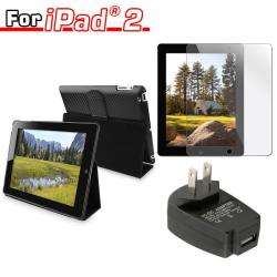   piece Leather Case/ Travel Charger/ Screen Protector for Apple iPad 2