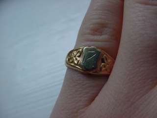 Antique Victorian Solid 9k Gold Baby Initial Ring w/ R  