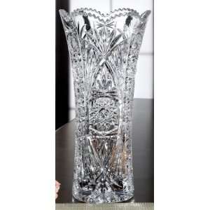  14 High Handcut Crystal Lace Cut Stunning Vase