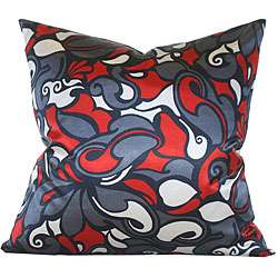 Jiti Pillows Faux Silk Grey and Red Decorative Pillow  