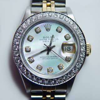 ROLEX Oyster Perpetual Datejust 1ct Diamond Bezel Stainless Steel 18K 