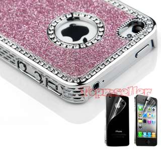 Pink Luxury Bling Glitter Chrome rhinestone Hard Back Case Cover For 