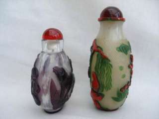 Coloured Glass Chinese Snuff Bottles.  