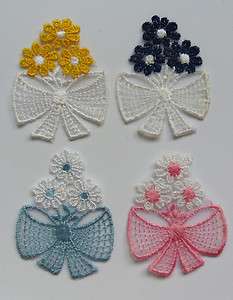 Pcs Flowers / Bows Embroidered Lace  1 (W) E012  