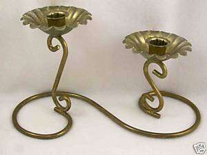 Double Taper Brass Colored Ornate Candle Holder Vintage  