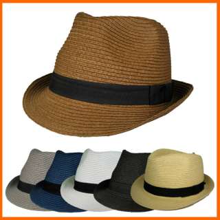 New Paper Straw Fedora Bucket Trilby Outdoor Sun Hat  
