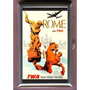  TWA ROME TRAVEL POSTER AIRLINE Coin, Mint or Pill Box 