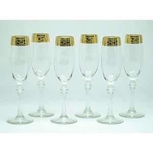  Three Star GS506 6 Piece Italian Champagne Glass with 14K 