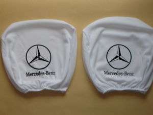 New Set 2x White Headrest Covers for Mercedes Benz  