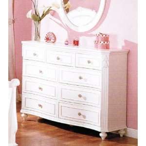 Bedroom Dresser with Storage Drawers   White Finish 