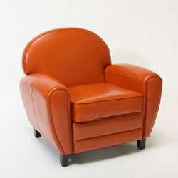 Oversized Burnt Orange Leather Club Chair  