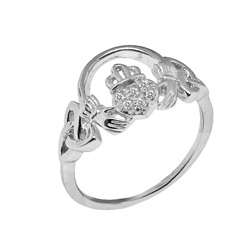 Sterling Silver Diamond Accent Claddagh Ring  