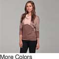 Intrigue Womens Long sleeve Cowl Colorblock Top