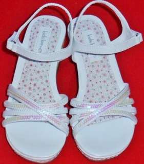   Toddlers KK VICTORIA White Sequin Wedge Sandals Dress Shoes size 5 M