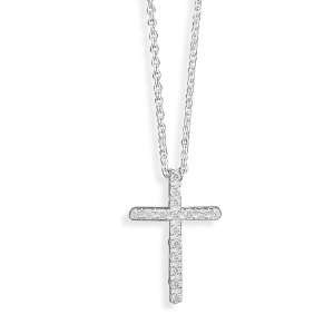  Sterling Silver   CZ Cross Necklace (16 Inch) Jewelry