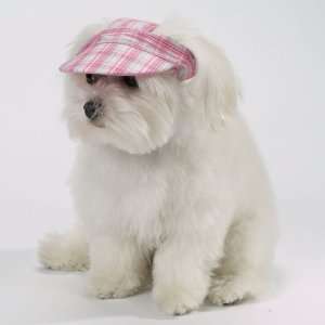  Pink Madras Plaid Dog Visor (Dog Hat)   Large Pet 