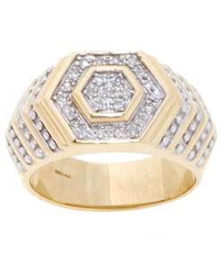 14 kt. Yellow Gold Pave 1/4 ct Diamond Mens Ring  