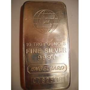  10 oz 999 fine silver Engelhard Refiners Big E nice Bar 