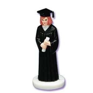  Girl Graduation Cake Topper Figure   Black Robe 