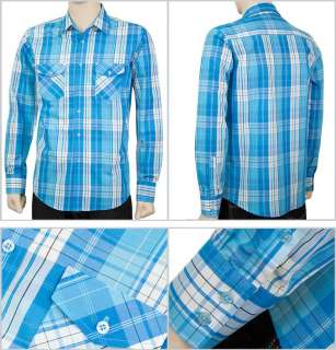 Mens Casual Plaid / Checker Long Sleeve Shirts w/ Multi Colors 