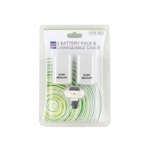   Battery Pack & Chargeable Cable for Xbox 360 (White) Video Games