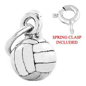 STERLING SILVER VOLLEYBALL CHARM WITH SPRING RING CLASP  