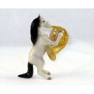  HORSE Band Grey on Hind Legs plays FRENCH HORN MINIATURE 