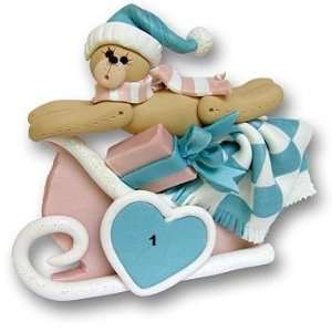  Baby Bear in Sled Personalized Ornament