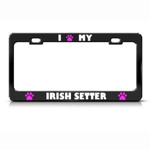  Irish Setter Paw Love Pet Dog Metal license plate frame 