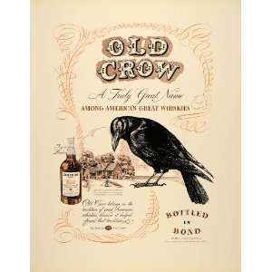  1939 Ad Old Crow Kentucky Bourbon Whiskey Distillery 