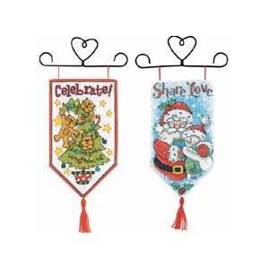  Holiday Mini Banners Counted Cross Stitch Kits, Set of 2 