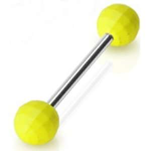  Surgical Steel Tongue Ring Piercing Barbell with Yellow 