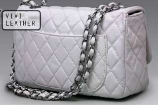 REAL Leather Quilted Quilting Clutch Chain Bag Handbag  