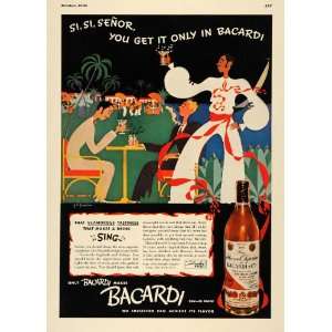  1936 Ad Bacardi Rum Alcohol Dancing Party Drink Zayas 