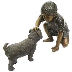  BOY WITH DOG SMALL BRONZE