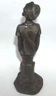 ANTIQUE RUSSIAN YOUTH BOY SCOUT PEWTER STATUE FIGURINE  