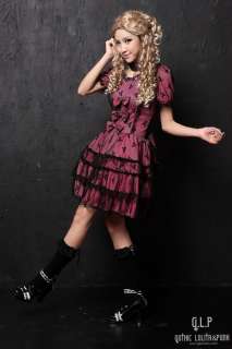 GOTHIC PUNK LOLITA ALICE 81088 RED LACE REMOVE SLEEVE PARTY DRESS 