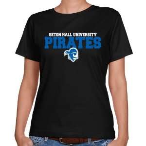 Seton Hall Pirates Ladies Black University Name Classic Fit T shirt 