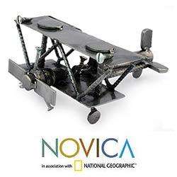 Recycled Metal Rustic Biplane Sculpture (Mexico)  