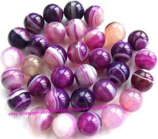 purple Stripe Agate Round Gemstone Beads 15 6mm 8mm 10mm 12mm  