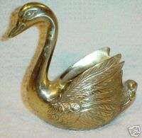 Beautiful Brass Swan Planter Decor  