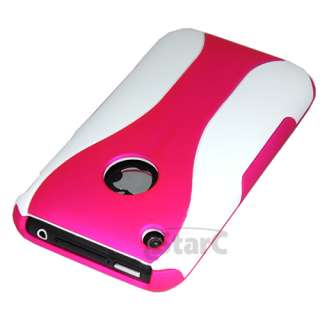 WHITE 2 PIECE HARD CASE COVER FOR IPHONE 3G 3GS NEW HOT PINK  
